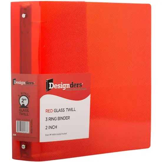 JAM Paper Designders&reg; 2" Red Plastic 3 Metal Ring Binder {1}