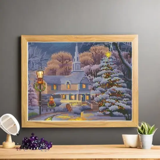 Sparkly Selections House & Christmas Tree Pre-Framed Diamond Painting Kit with Backlighting {4}