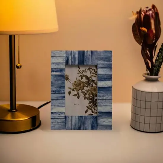 Hello Honey&reg; Blue Wood & Bone 4" x 6" Photo Frame {1}