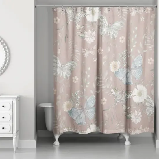Butterflies Shower Curtain Maroon {3}