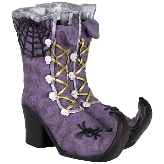 15" Purple Witch's Boots Ceramic Halloween Decoration {5}