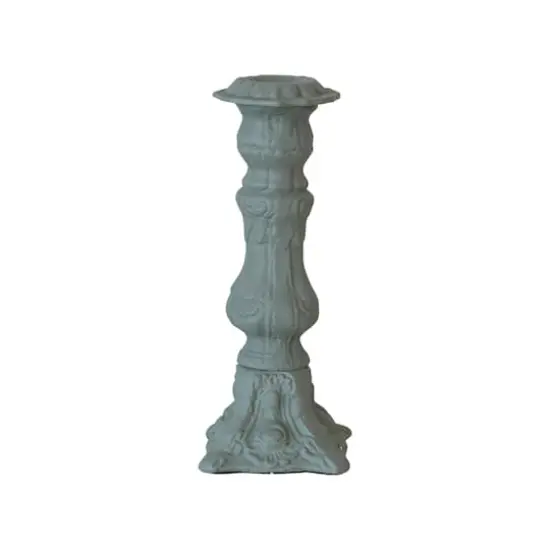 Hello Honey&reg; 8" Green Embossed Cast Aluminum Taper Candleholder {1}