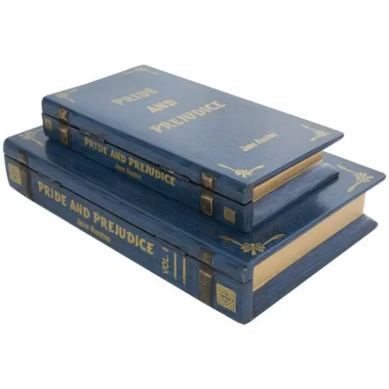 Blue Wooden Pride and Prejudice Storage Faux Book Box, 2ct. {6}