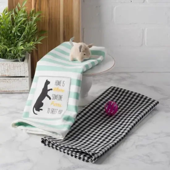 DII&reg; Cat Greeting Embroidered Dishtowels, 2ct. {8}