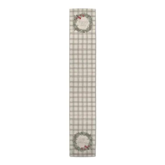 90" Happy Holidays Plaid Cotton Twill Runner {4}