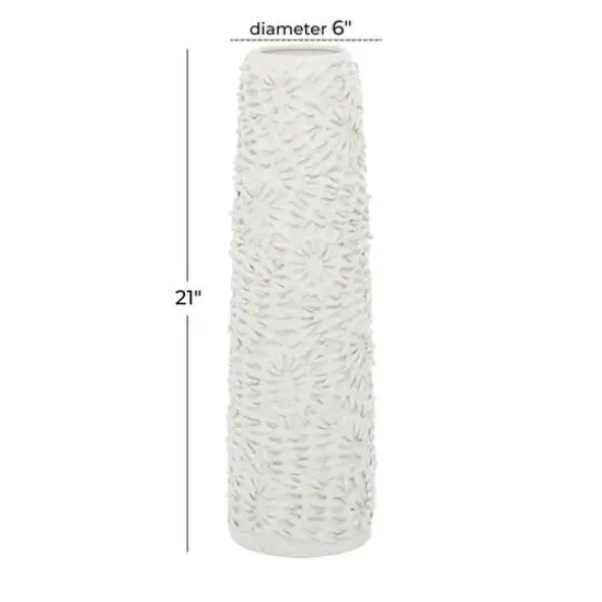 White Ceramic Contemporary Vase, 21" x 6" x 6" {7}