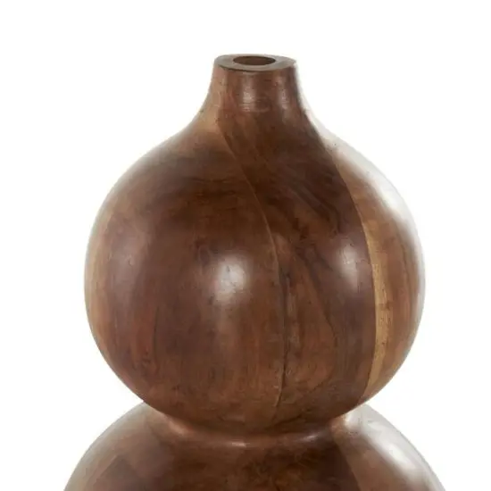 11" Brown Wood Bubble Vase with Natural Wood Grains {6}