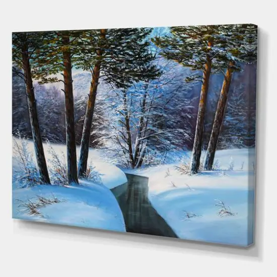 Designart Christmas Forest with River & Trees IIICanvas Wall Art {3}