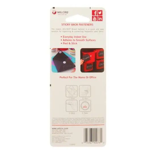 VELCRO&reg; Brand Sticky Back Strips White {6}