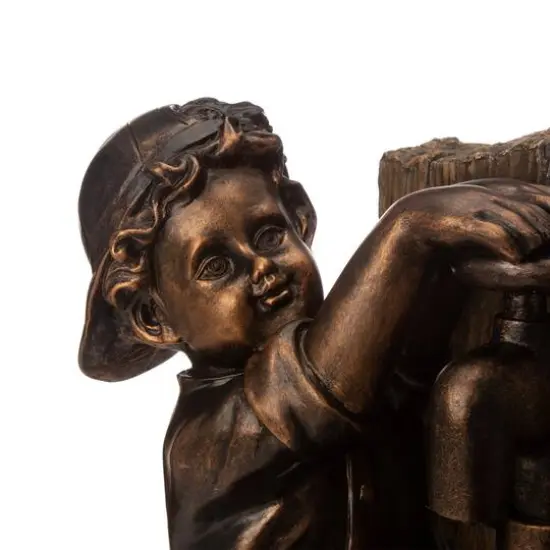 Glitzhome&reg; 25" Polyresin Boy and Girl Sculptural Outdoor Fountain {7}