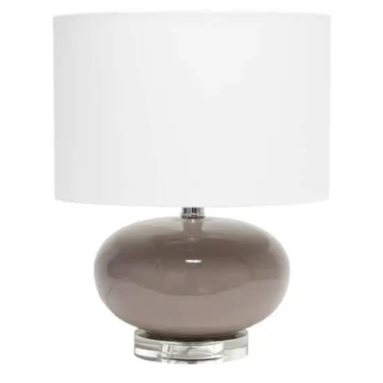 Lalia Home 15.25" Ovaloid Glass Table Lamp with White Shade Gray {1}