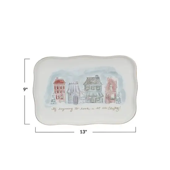 Hello Honey&reg; 13" Village Christmas Scene Stoneware Platter {5}