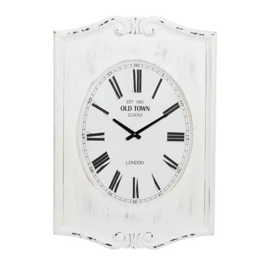 White Wood Farmhouse Wall Clock, 31" x 22" x 4" {1}