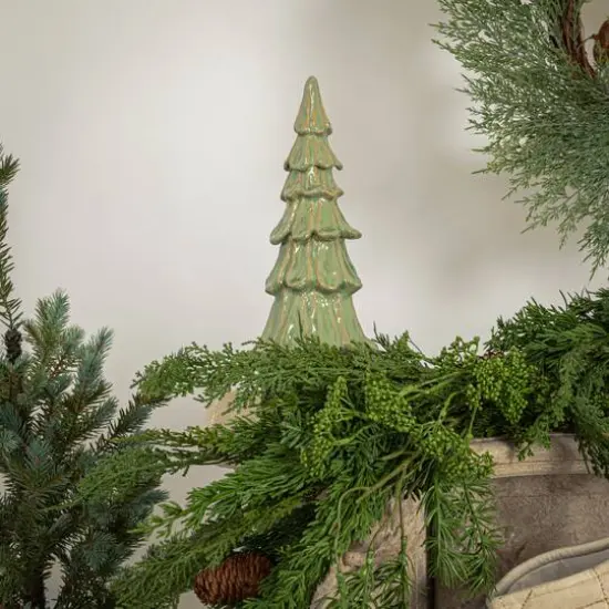 Hello Honey&reg; 10" Green Handmade Stoneware Tree D&eacute;cor with Reactive Glaze {4}