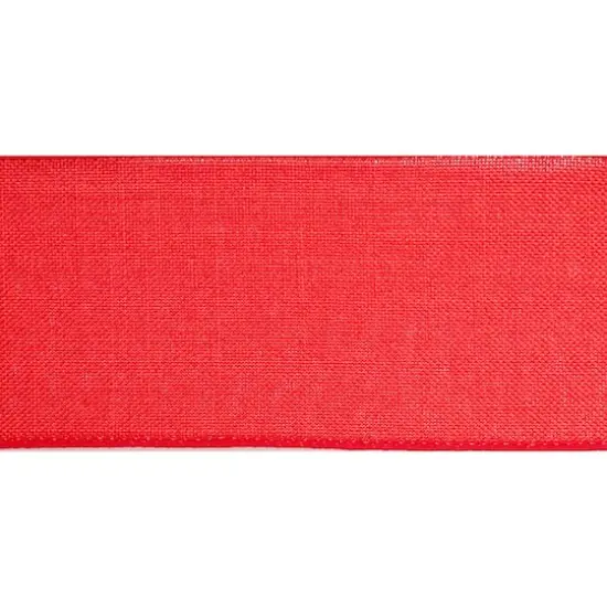 2.5" x 25ft. Faux Linen Wired Ribbon by Celebrate It&reg; Red {4}