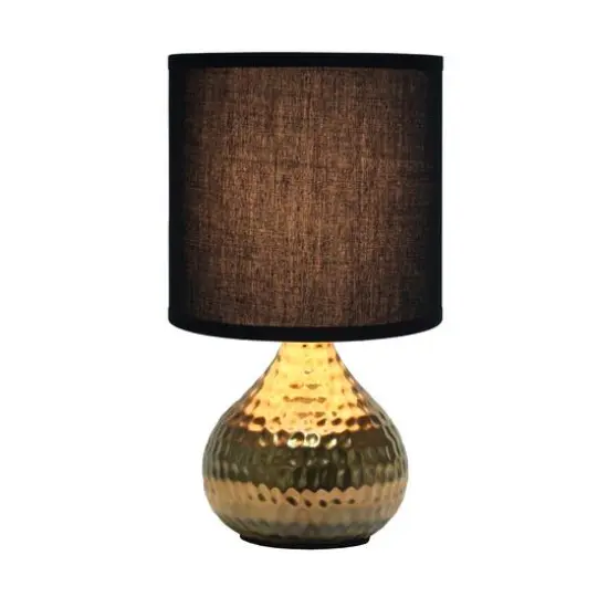 Simple Designs Hammered Gold Table Lamp Black {5}