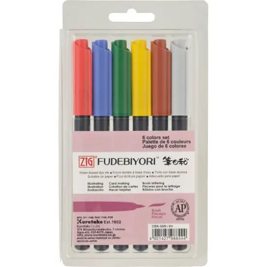 ZIG&reg; Fudebiyori&trade; Brush Pen 6 Color Set {1}