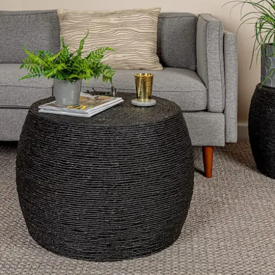 Hello Honey&reg; Corn Rope Round Accent Table Black {4}