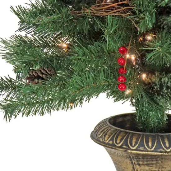 4ft. Pre-Lit Glistening Pine Entrance Artificial Christmas Tree, Clear Lights {5}