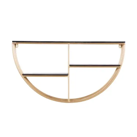28" Gold Wood Contemporary Wall Shelf {3}