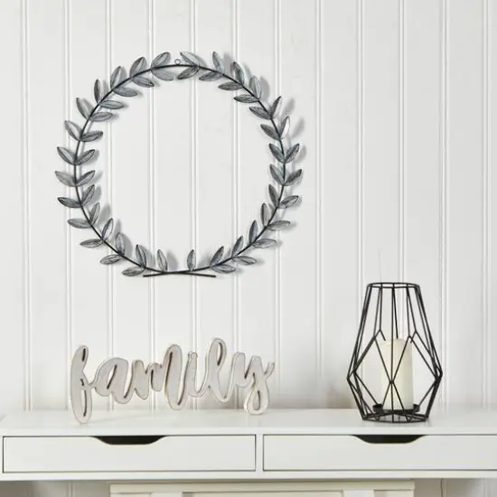 20" White Metal Olive Leaf Wall D&eacute;cor {3}