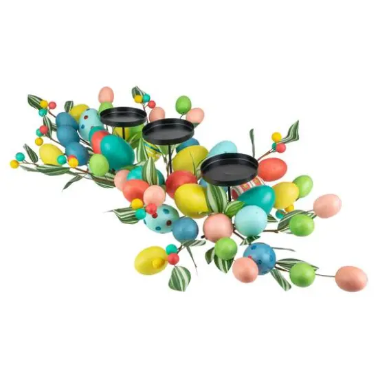 32" Colorful Easter Egg Pillar Candle Holder Centerpiece {5}