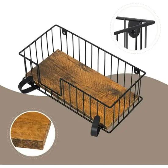 NEX&trade; Black Wall-Mounted Y-Leg Ironing Board Hanger with Storage Basket {4}