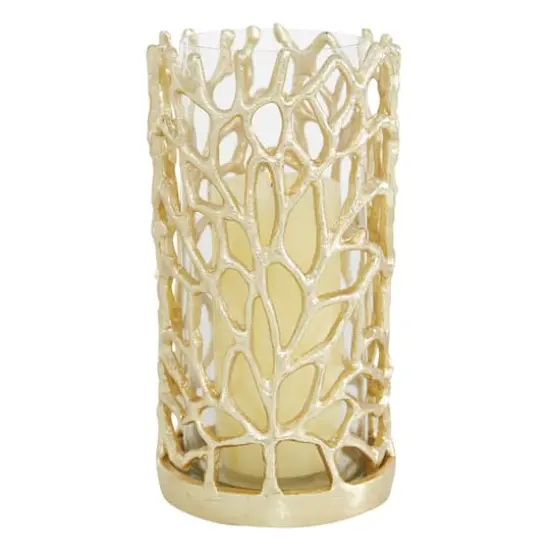 Gold Aluminum Coastal Candle Holder, 10" x 5" x 5" {1}