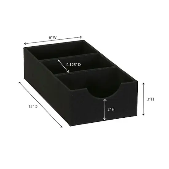 Household Essentials 3-Compartment Drawer Organizers, 2ct. Black {6}