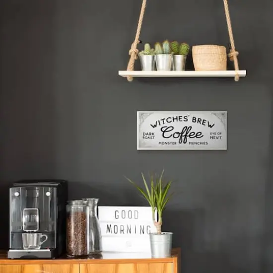 Stupell Industries Witches' Brew Coffee Charming Halloween Design Wood Wall Plaque {3}