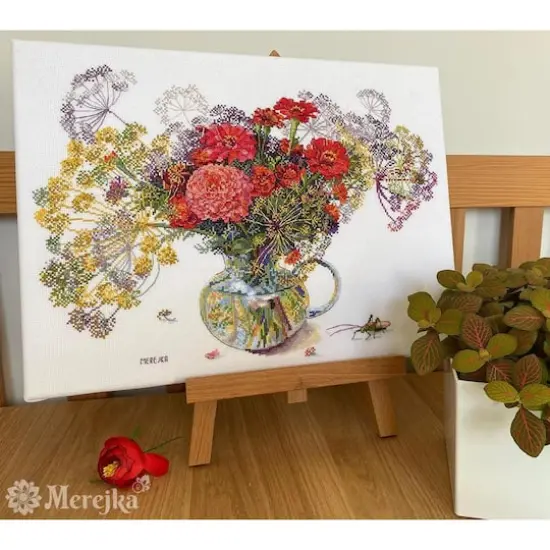Merejka Zinnia & Dill Counted Cross Stitch Kit {3}