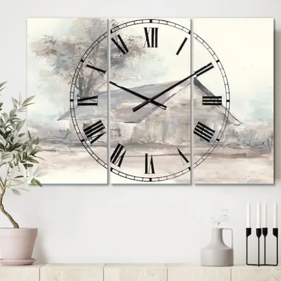 Designart 'Farmhouse Barn Grey Iii Farmhouse Multipanel Wall Clock {3}