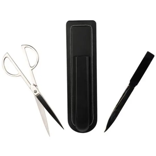 JAM Paper Black Leather Office Supply Set {4}