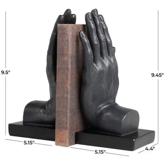 9.5" Black Polystone Hand Bookends, 2ct. {6}
