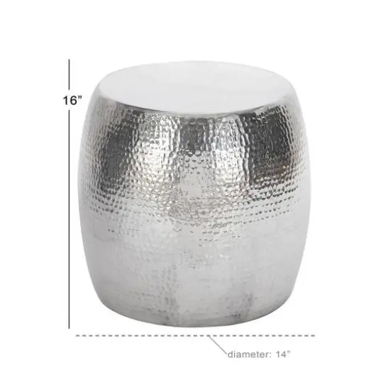 Silver Aluminum Contemporary Accent Table {6}