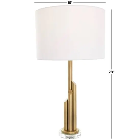 2ft. Gold Metal Abstract Tiered Pillar Accent Lamp with Glass Base {14}