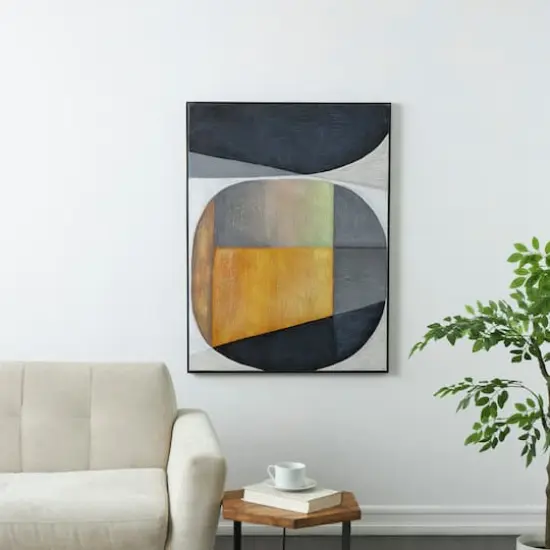 Gray & Yellow Abstract Circle Framed Wall Art {3}