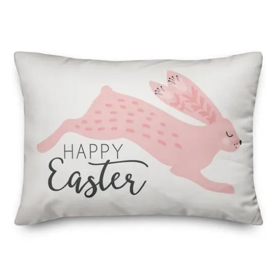 Blush Leaping Rabbit Throw Pillow {1}