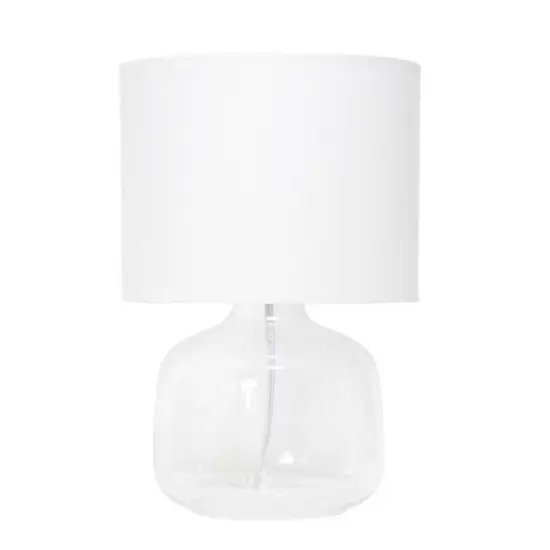 Simple Designs 14" Glass Table Lamp with White Fabric Shade Clear/White {1}