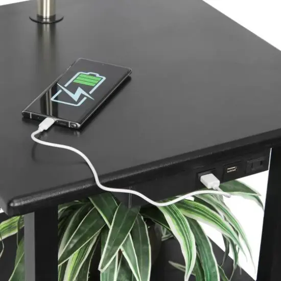 Simple Designs 57" 2 Tier Floor Lamp with USB & Outlet Black {10}