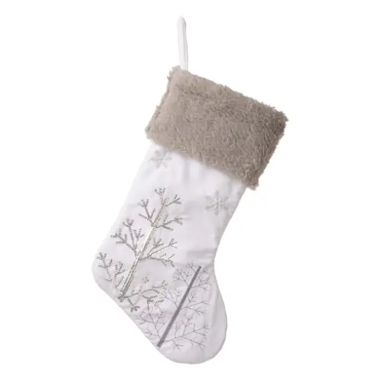 Glitzhome&reg; White Fleece Christmas Stocking & Tree Skirt Set {4}