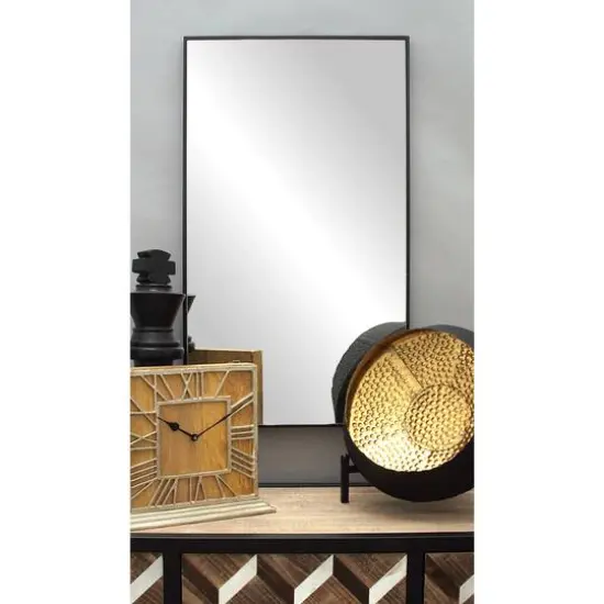 32" Black Contemporary Wood Wall Mirror {7}