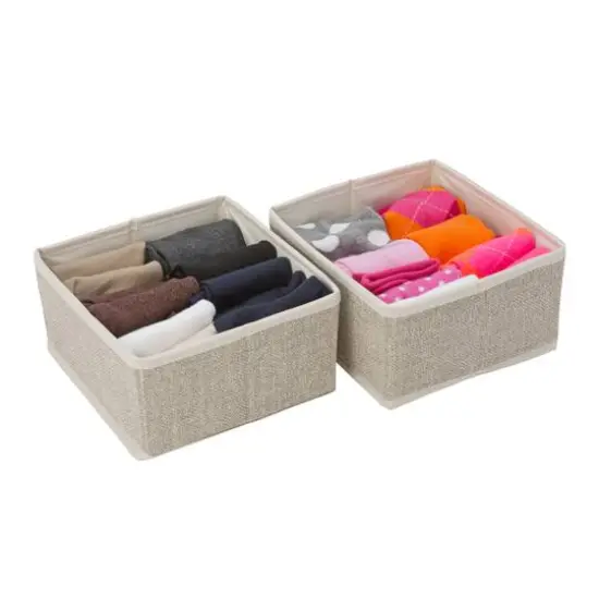 Simplify Faux Jute Medium Square Compartment Drawer Organizer, 2ct. {3}