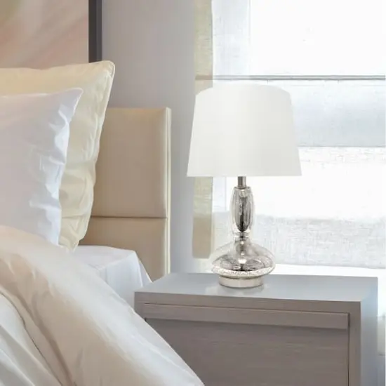 Lalia Home 23.5" Glass Dollop Table Lamp with White Fabric Shade Mercury {5}