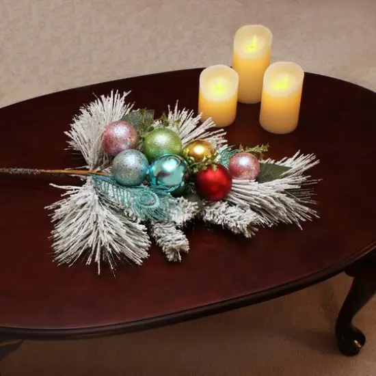 Snowy Pine & Ornament Spray {3}