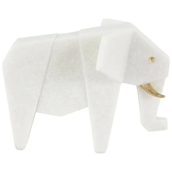 White Polystone Elephant & Giraffe Cubist Inspired Sculpture Set {8}