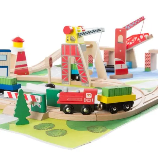 Toy Time Wooden Train Set with Play Mat {4}