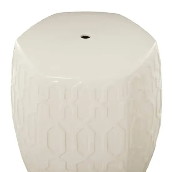 Cream Ceramic Contemporary Accent Table, 19" x 13" x 14" {4}