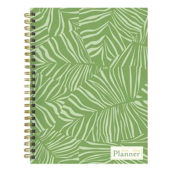 TF Publishing 2024-2025 Medium Verde Fronds Spiral Weekly Monthly Planner {1}