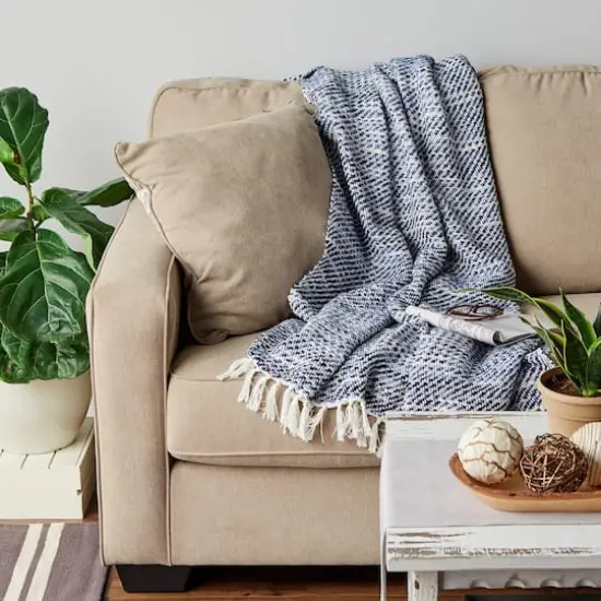 DII&reg; Blue Tone Diagonal Stripe Acrylic Throw {8}